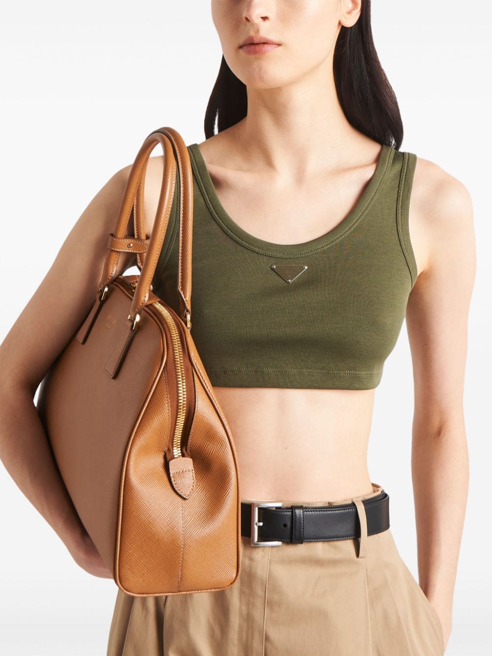 Prada logo-plaque cotton tank top - Image 4