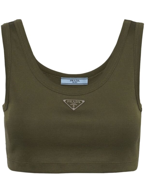 Prada logo-plaque cotton tank top
