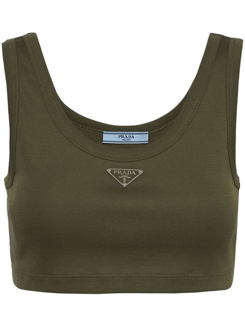 Prada logo-plaque cotton tank top