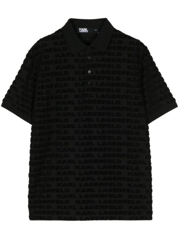 Karl Lagerfeld flocked-monogram polo shirt