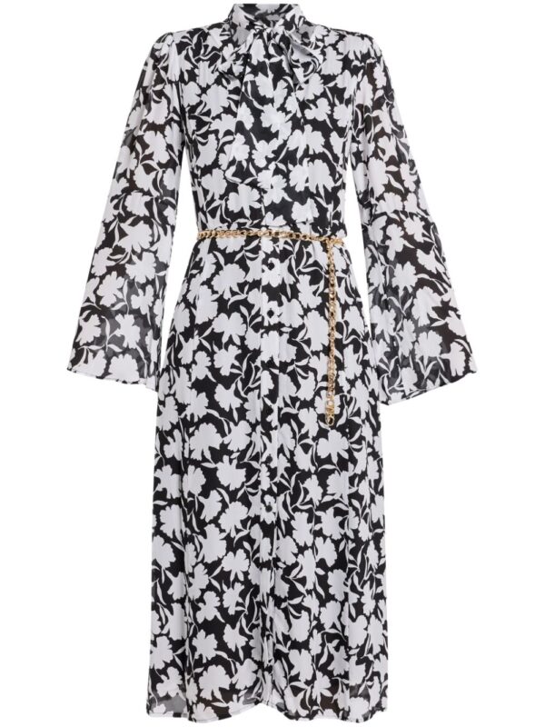 Michael Kors belted floral-print midi dress