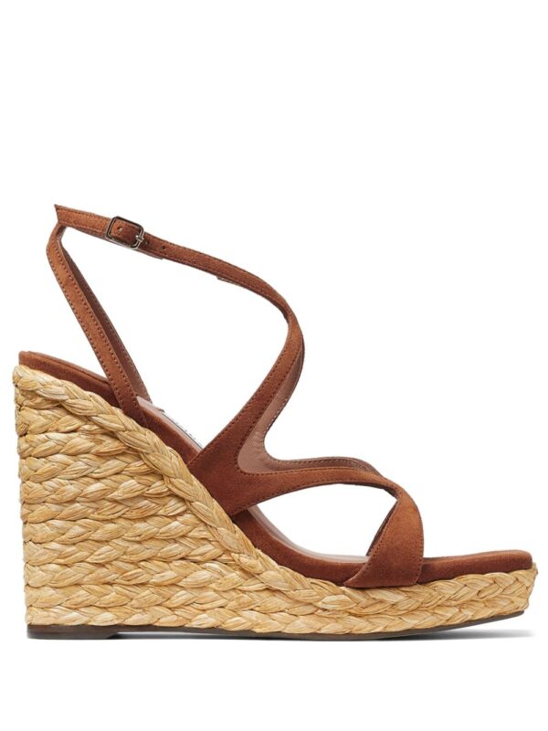 Jimmy Choo  110mm Ayla raffia wedged sandals