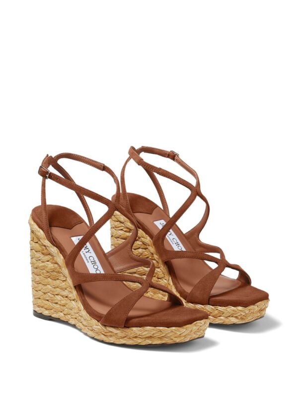 Jimmy Choo  110mm Ayla raffia wedged sandals - Image 2