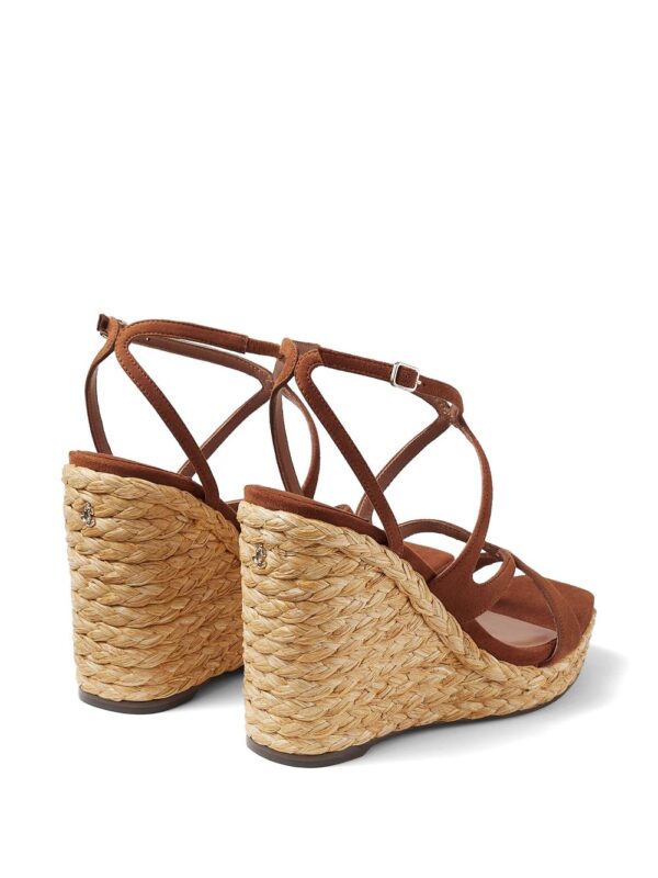 Jimmy Choo  110mm Ayla raffia wedged sandals - Image 3