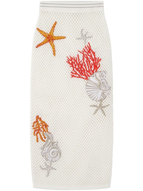 Versace  embroidered crochet-knit midi skirt