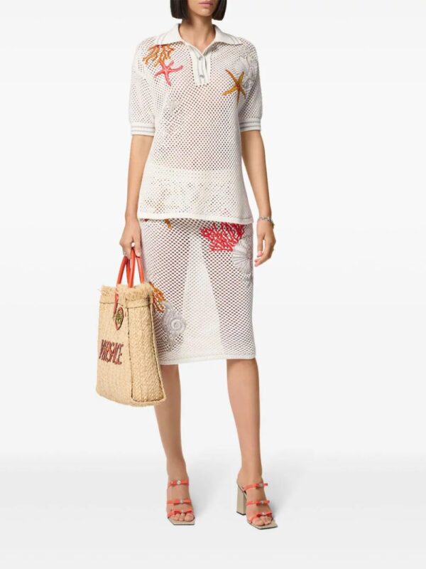 Versace  embroidered crochet-knit midi skirt - Image 2