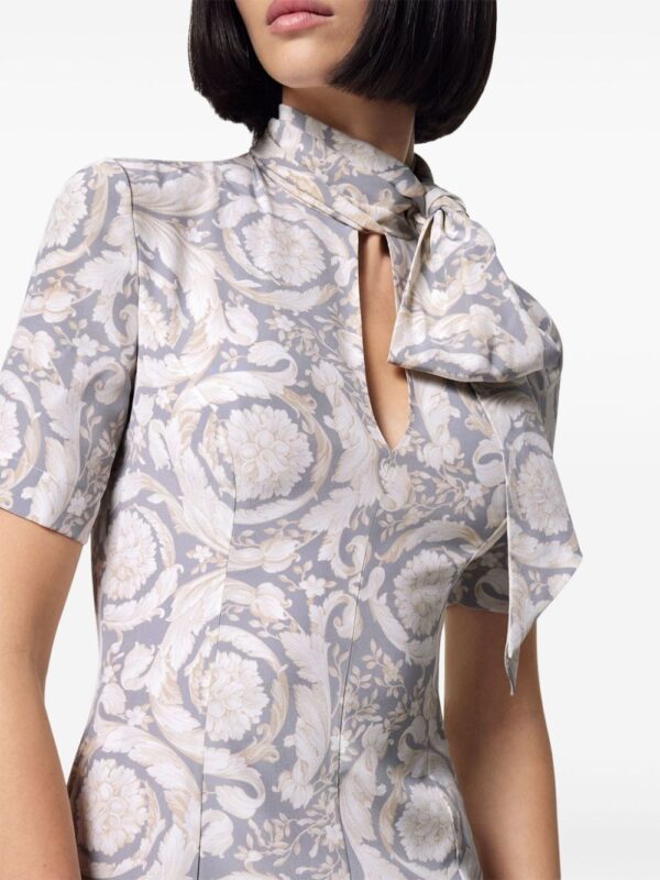 Versace Barocco Lavallière silk midi dress - Image 4