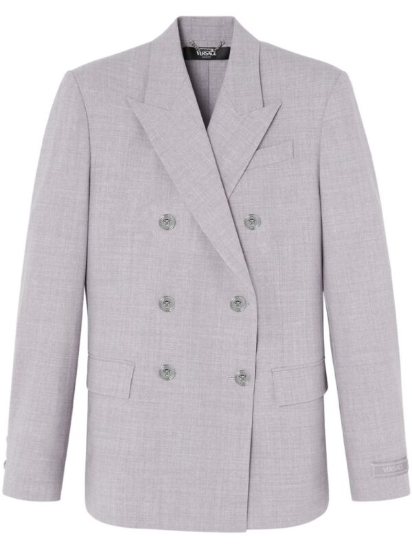 Versace  double-breasted chambray blazer