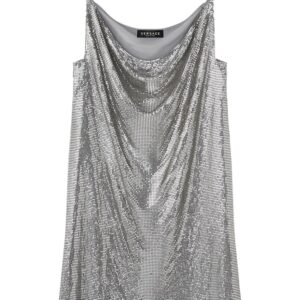 Versace cowl-neck mesh minidress