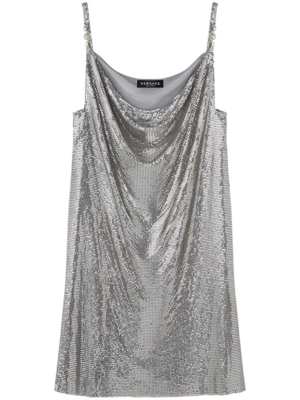 Versace cowl-neck mesh minidress