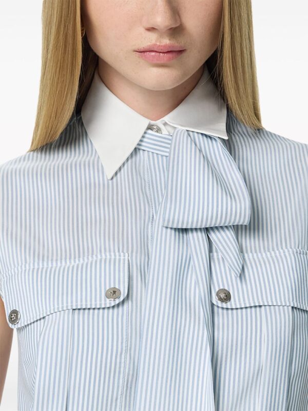 Versace  Lavalli�re striped silk blouse - Image 4
