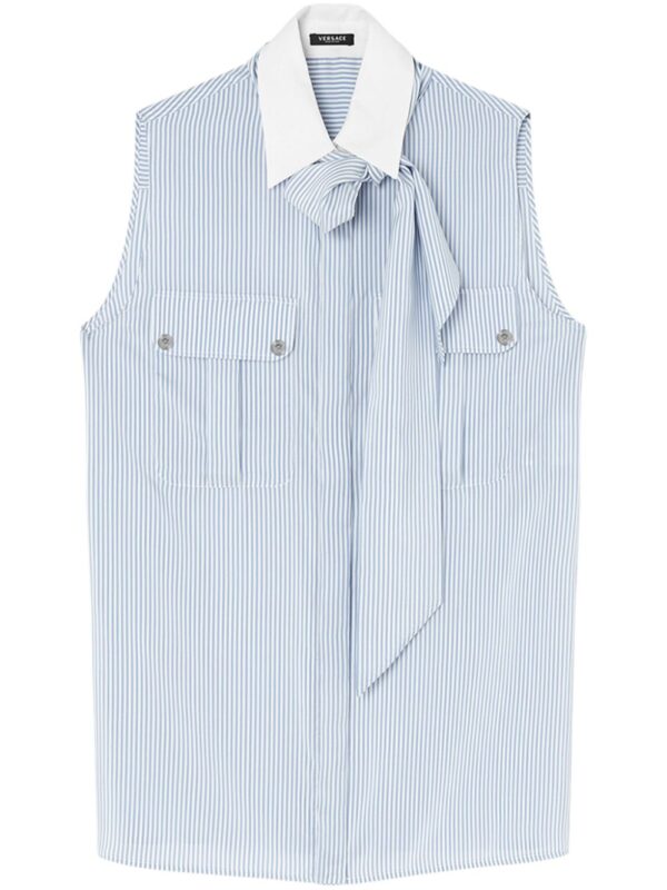 Versace  Lavalli�re striped silk blouse