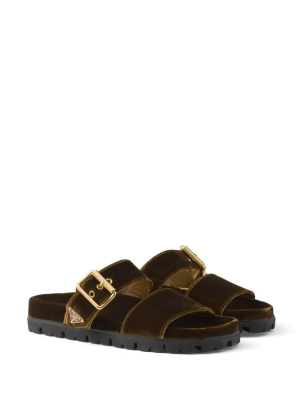Prada  buckled velvet sandals - Image 2