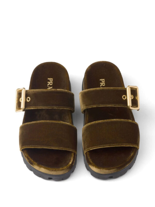 Prada  buckled velvet sandals - Image 4