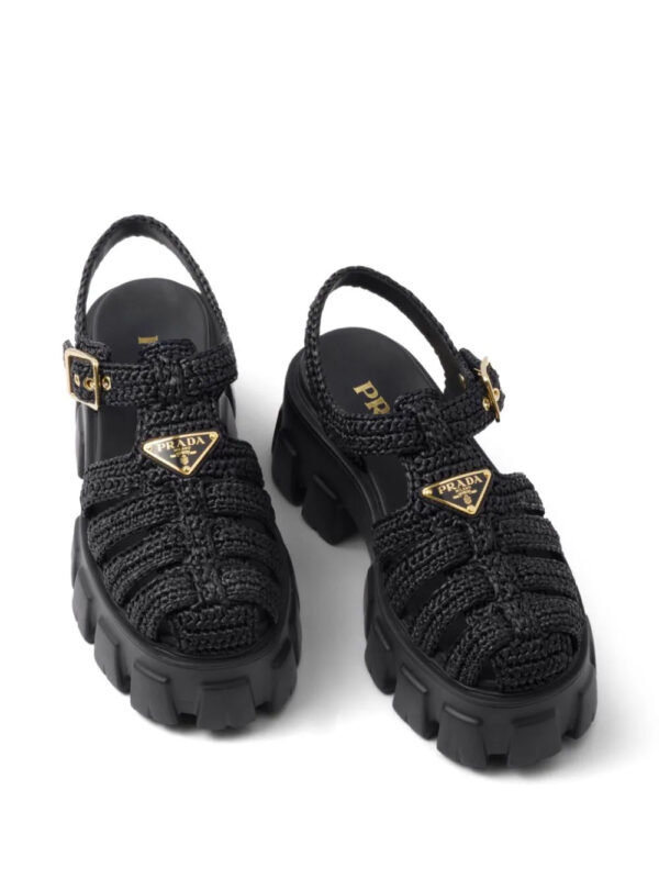 Prada  caged flatform raffia sandals - Image 4