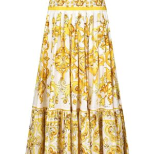 Dolce & Gabbana  Majolica-print pleated maxi skirt