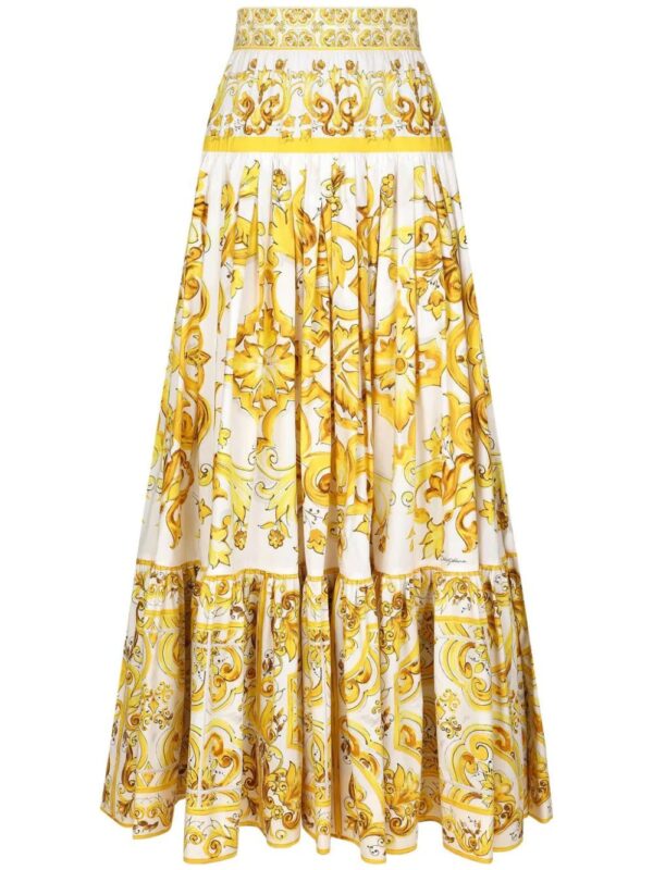 Dolce & Gabbana  Majolica-print pleated maxi skirt