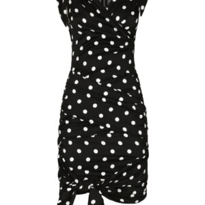 Dolce & Gabbana polka-dot draped mini dress