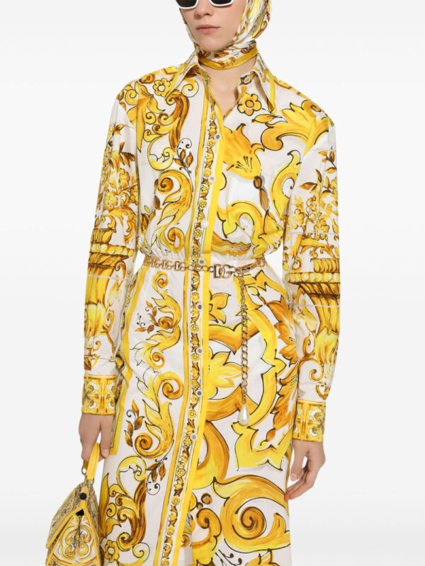 Dolce & Gabbana Majolica-print cotton shirtdress - Image 5
