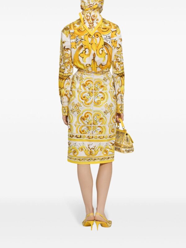 Dolce & Gabbana Majolica-print cotton shirtdress - Image 4