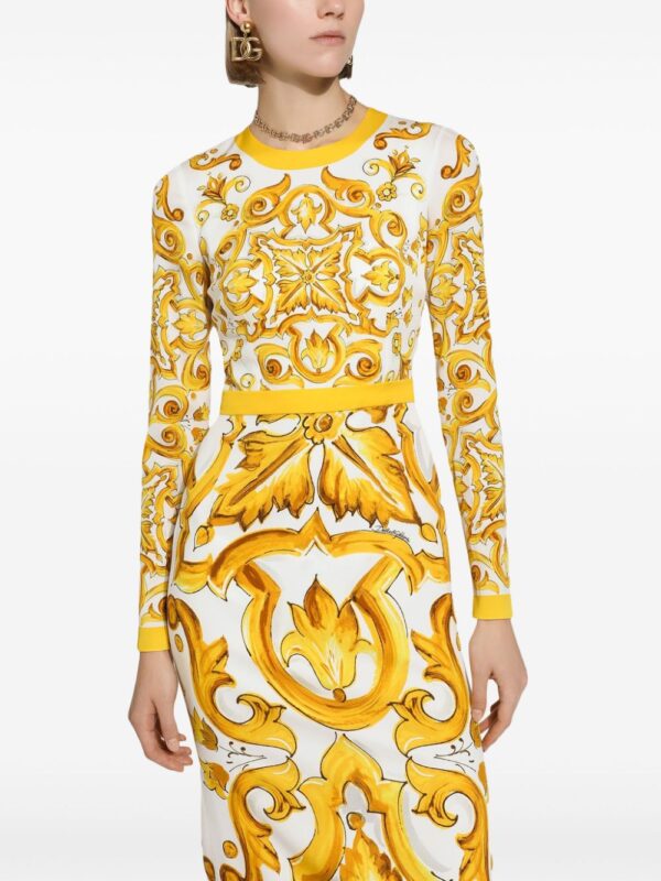 Dolce & Gabbana Majolica-print midi dress - Image 4