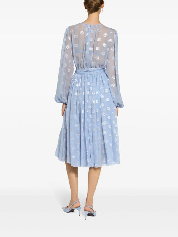 Dolce & Gabbana   monogram-jacquard chiffon midi dress - Image 4