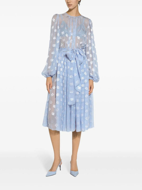 Dolce & Gabbana   monogram-jacquard chiffon midi dress - Image 2