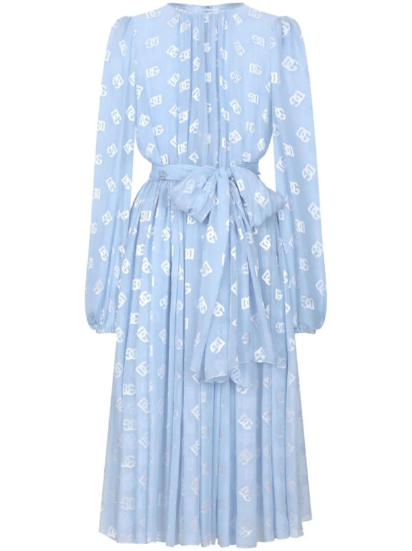 Dolce & Gabbana   monogram-jacquard chiffon midi dress - Image 3