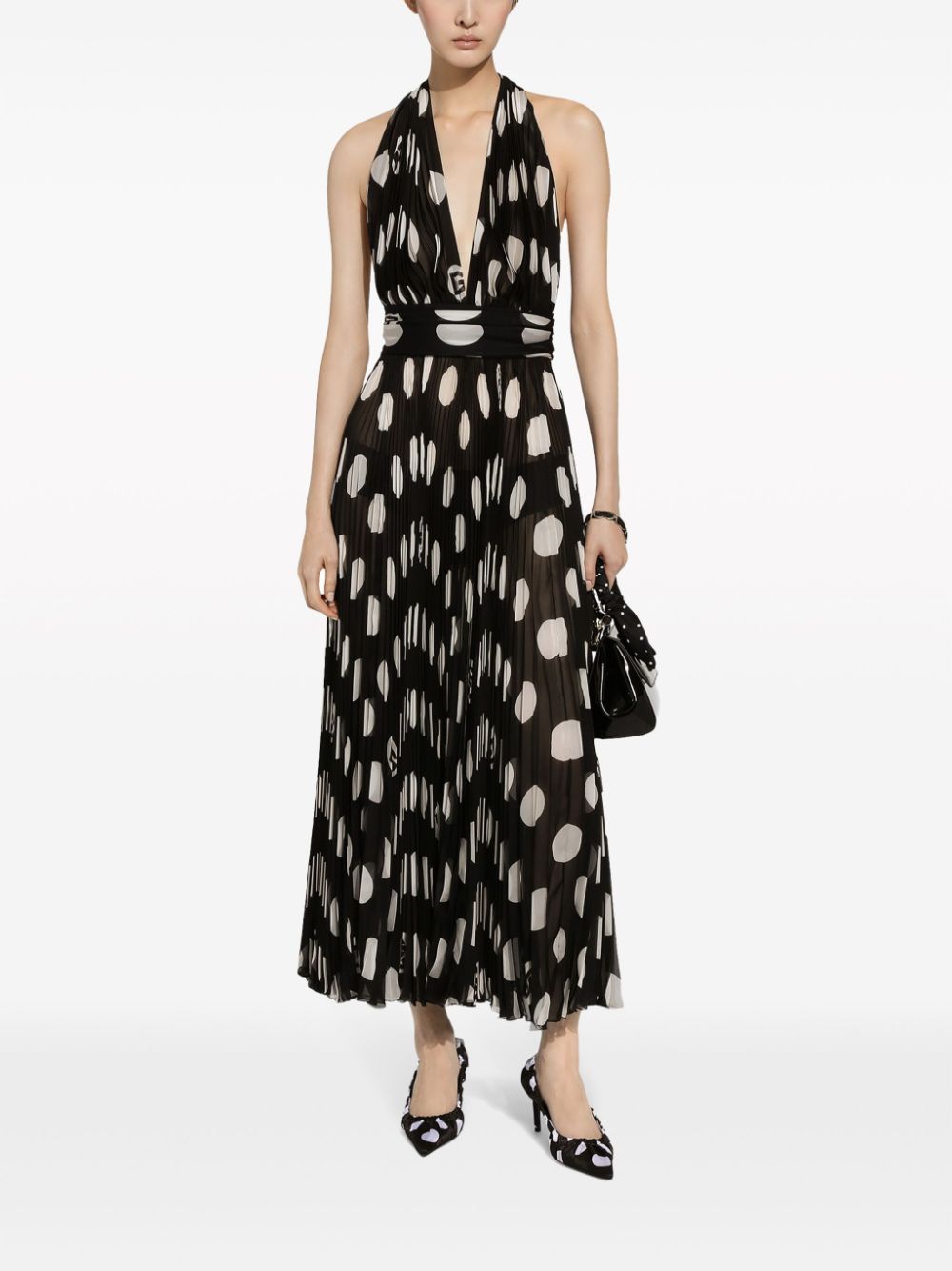 Dolce & Gabbana polka-dot pleated midi dress