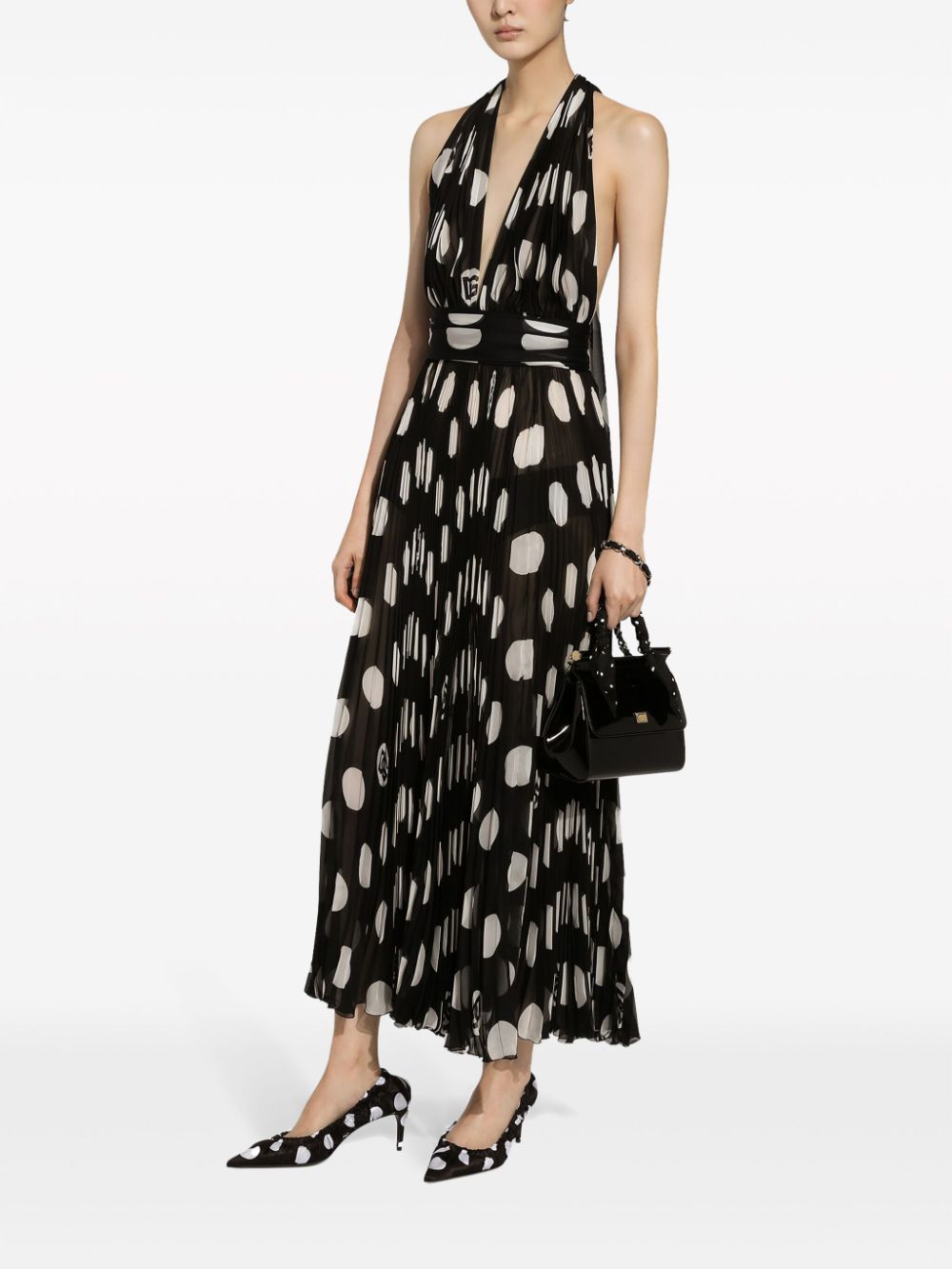 Dolce & Gabbana polka-dot pleated midi dress - Image 3