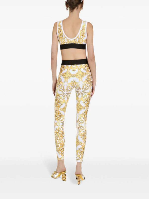 Dolce & Gabbana  Majolica-print logo-waistband leggings - Image 4