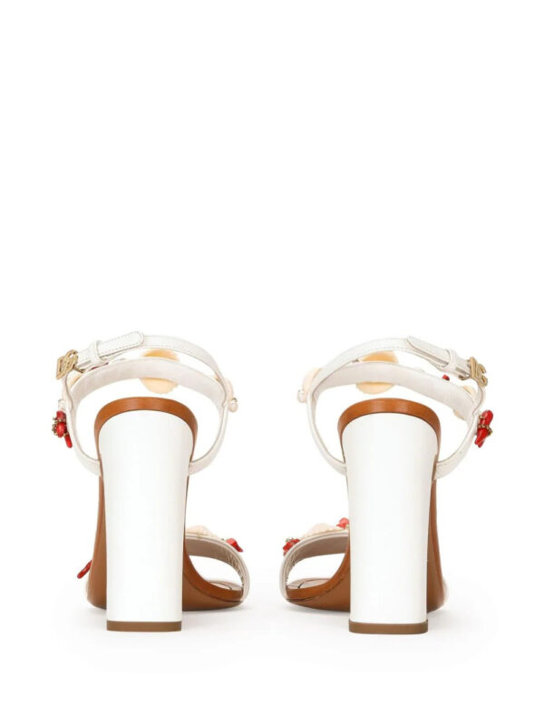 Dolce & Gabbana  105mm coral-embroidered leather sandals - Image 3