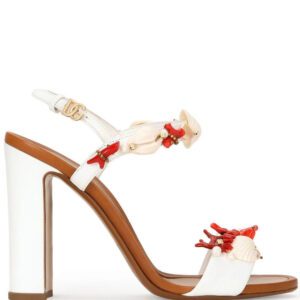 Dolce & Gabbana  105mm coral-embroidered leather sandals
