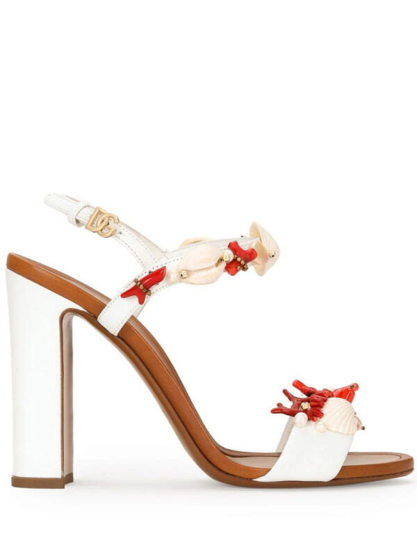 Dolce & Gabbana  105mm coral-embroidered leather sandals