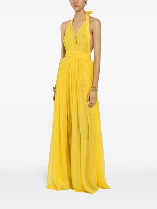 Dolce & Gabbana pleated halterneck silk maxi dress - Image 3