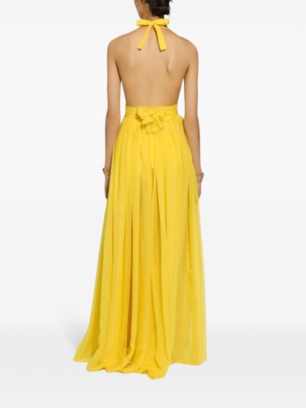 Dolce & Gabbana pleated halterneck silk maxi dress - Image 4
