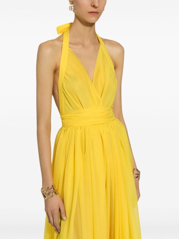 Dolce & Gabbana pleated halterneck silk maxi dress - Image 5