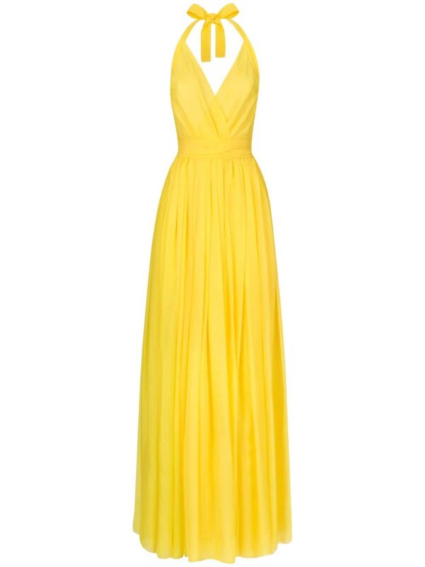 Dolce & Gabbana pleated halterneck silk maxi dress