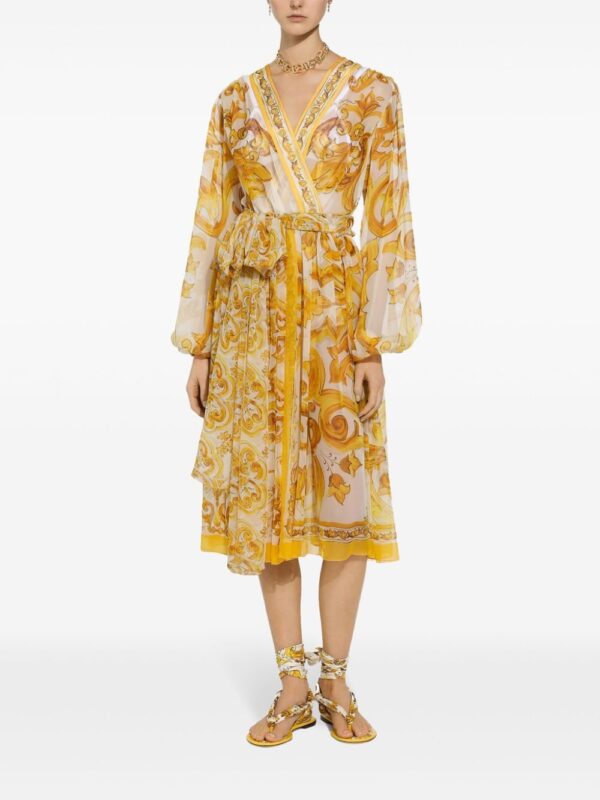 Dolce & Gabbana Majolica silk wrap midi dress - Image 2