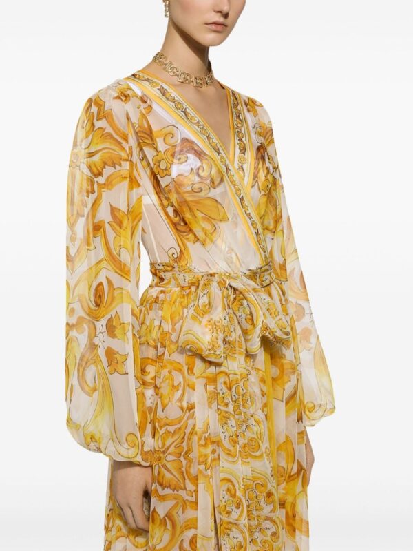 Dolce & Gabbana Majolica silk wrap midi dress - Image 5
