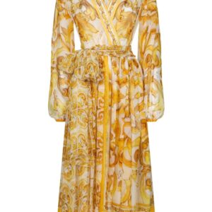 Dolce & Gabbana Majolica silk wrap midi dress