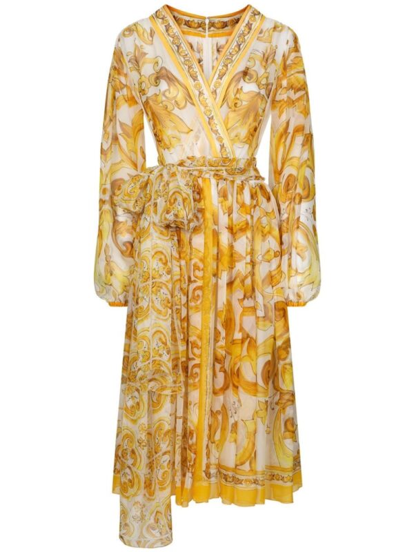 Dolce & Gabbana Majolica silk wrap midi dress