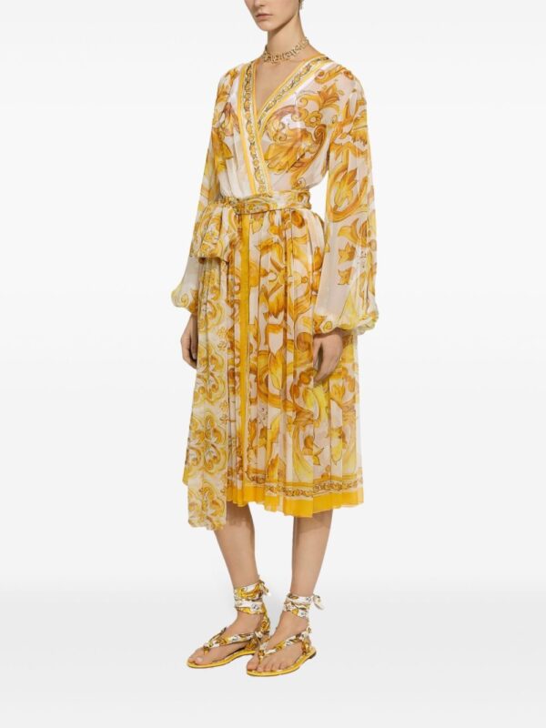 Dolce & Gabbana Majolica silk wrap midi dress - Image 3