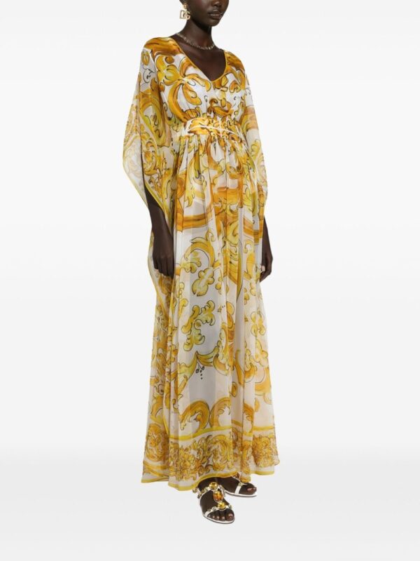 Dolce & Gabbana Majolica-print chiffon dress - Image 4