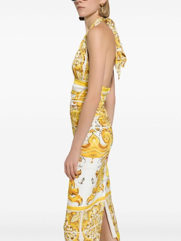 Dolce & Gabbana Majolica-print silk midi dress - Image 5
