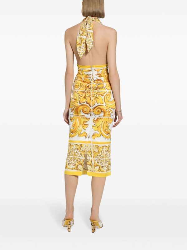 Dolce & Gabbana Majolica-print silk midi dress - Image 4