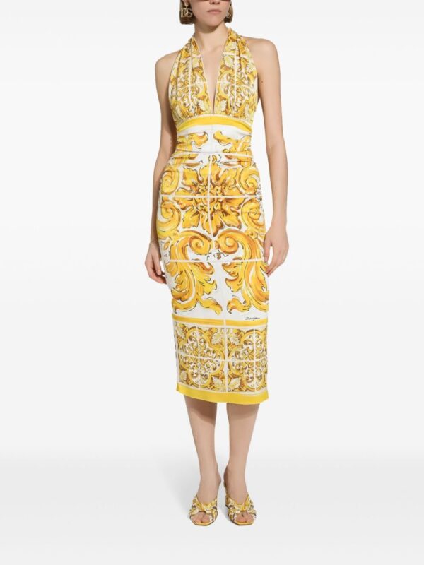 Dolce & Gabbana Majolica-print silk midi dress - Image 3