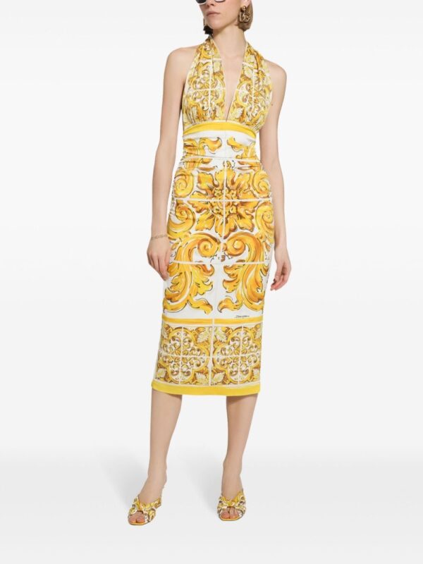 Dolce & Gabbana Majolica-print silk midi dress - Image 2