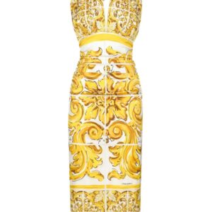 Dolce & Gabbana Majolica-print silk midi dress