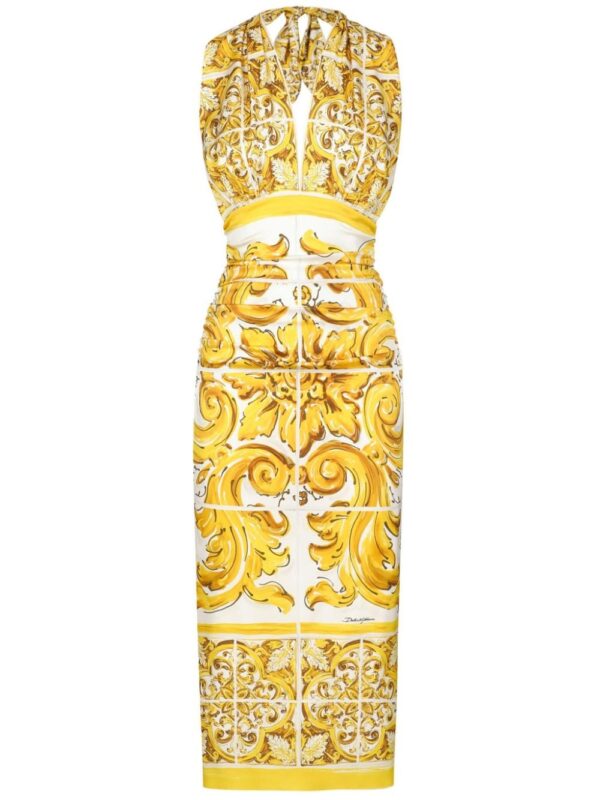 Dolce & Gabbana Majolica-print silk midi dress